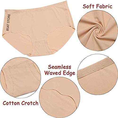 Women's Ice Silk Blend Invisible Lines No Show Hipster Panty (Pack of 1) (Multicolor, S)