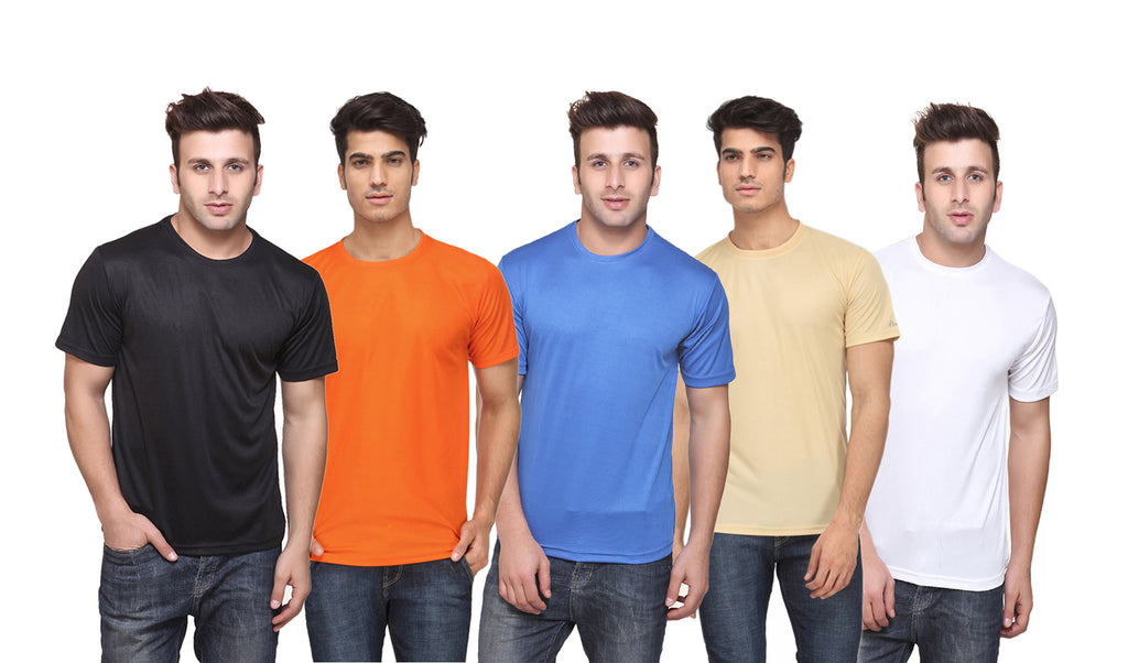 Ketex Polyester Dri-Fit Half Sleeves Round Neck T-Shirt ( Pack of 4 )