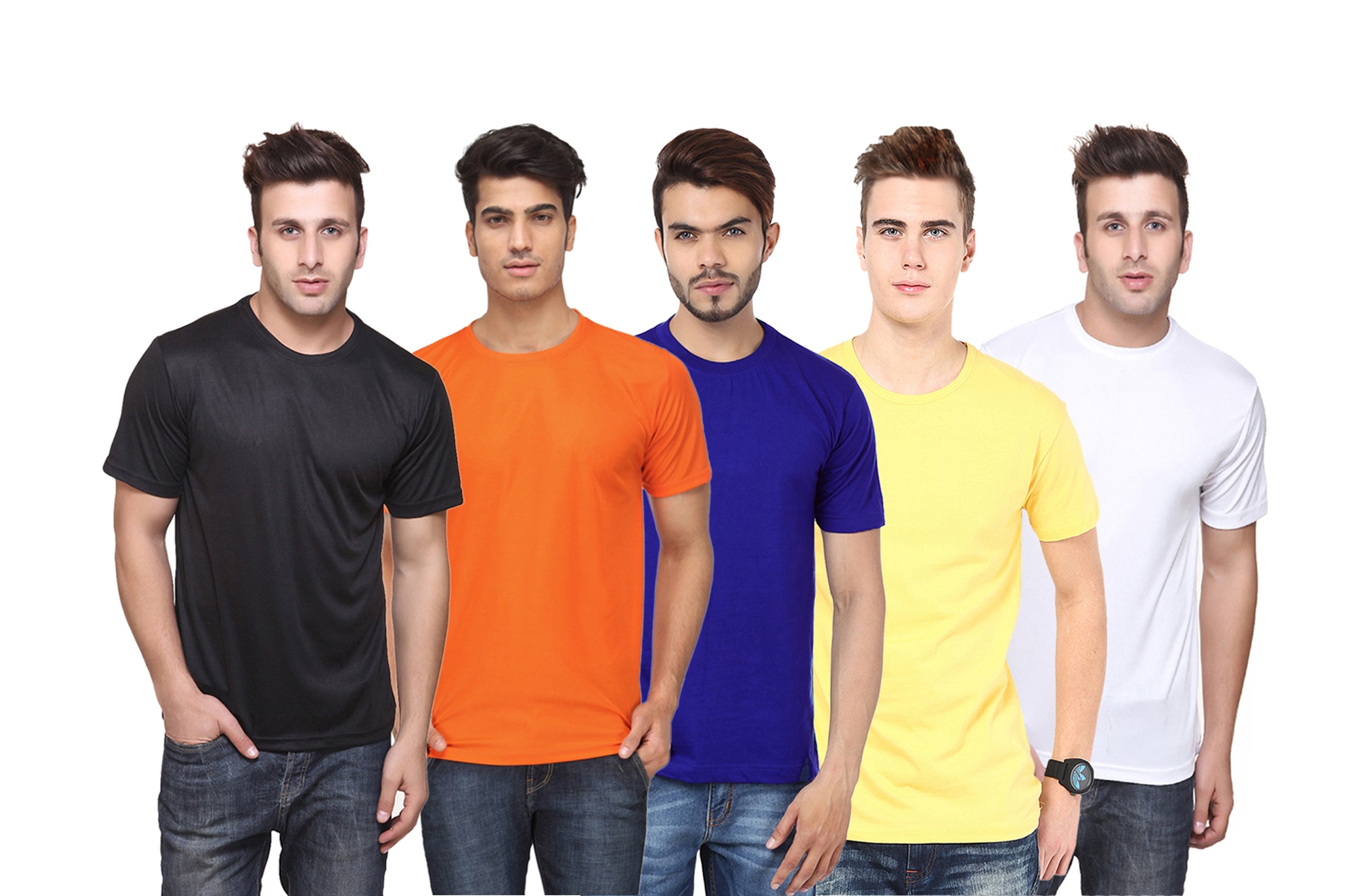 Ketex Polyester Dri-Fit Half Sleeves Round Neck T-Shirt ( Pack of 4 )