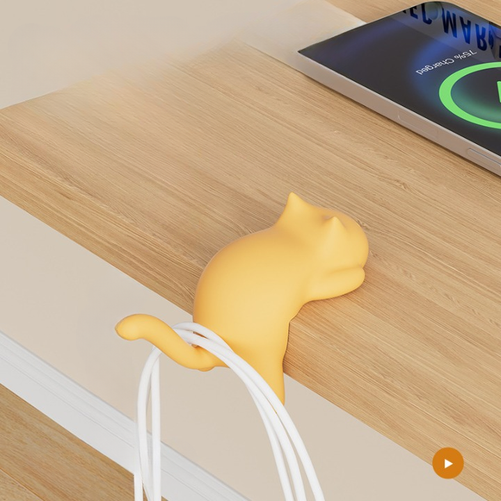Cute Cat Table Edge Sticky Hook Bag & Key Holder