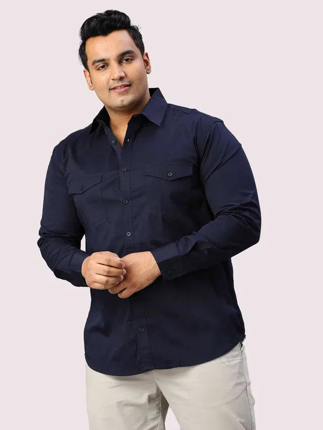 Men Cotton Blend Double Pocket Full Sleeves Shirt Pack of 2
