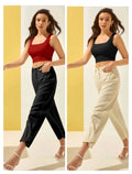 Cotton Blend Solid Top for Women (Maroon & Black, S) (Pack of 2)